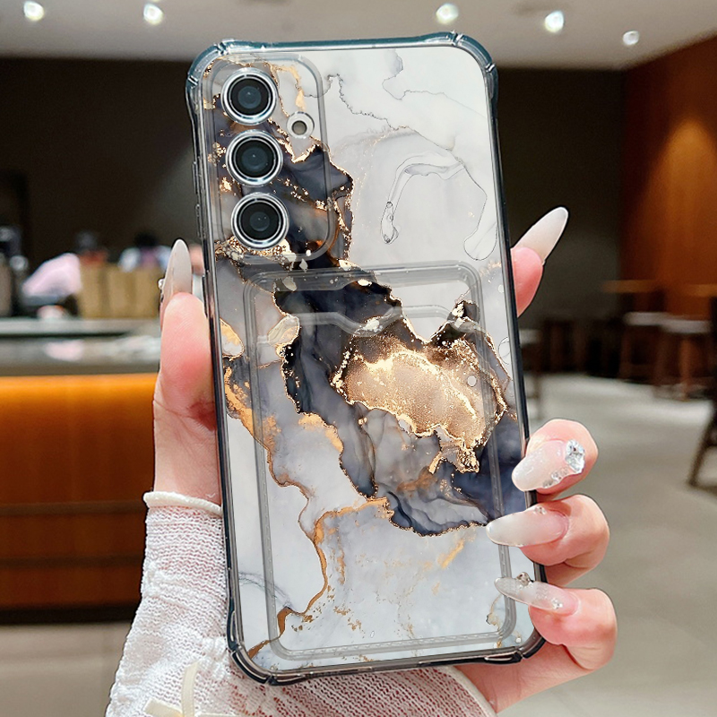 Phone Cases With Wallet - Retro Marble Pattern Wallet Case For