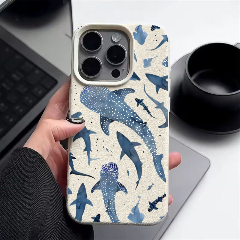 Phone Cases Leather - Ocean Shark Whale Pattern Phone Case