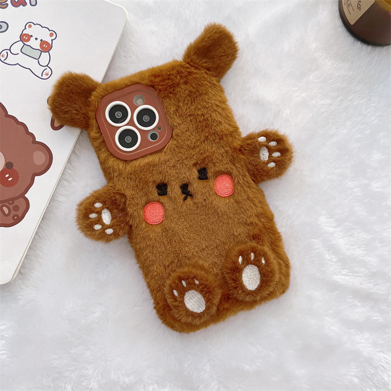Korean 3D Cartoon Bear Fluffy  - Phone Cases Iphone 评论和价格