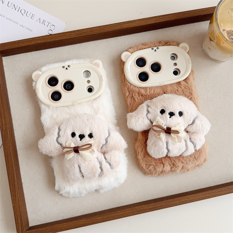 3D Cartoon Bowknot Puppy Warm  - Phone Cases Iphone 评论和价格