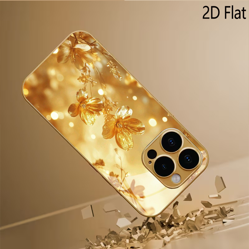 The Golden Flower Patterned te - Phone Cases That Cover The Camera 评论和价格