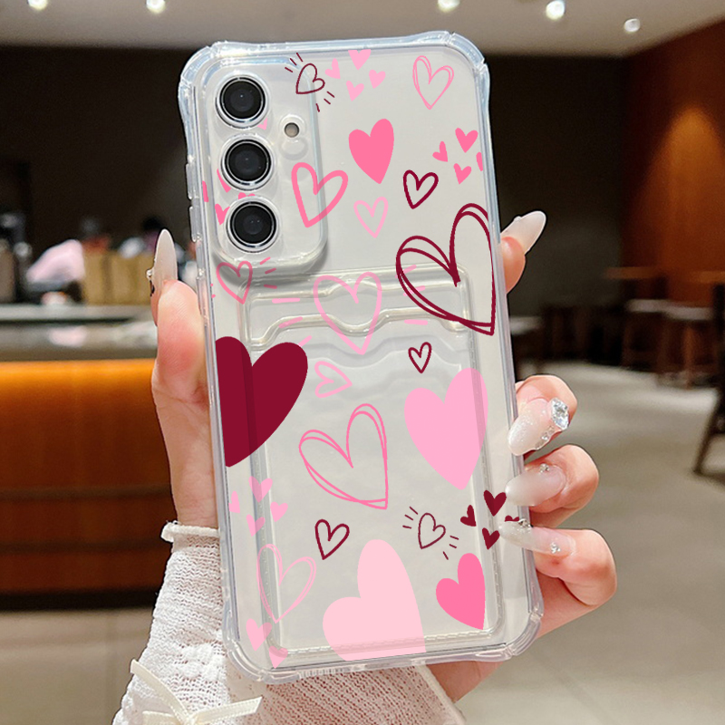Love Heart Leaves Pattern Clea - Phone Cases With Wallet 评论和价格