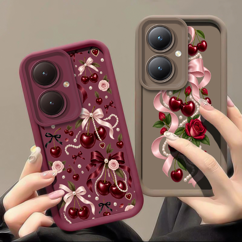 Cartoon Cherry Bow Pattern Pho - Phone Cases Vivo 评论和价格