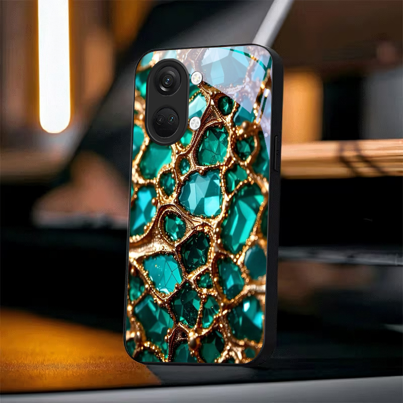 Luxury Green Gem Golden Black  - Phone Cases Green 评论和价格