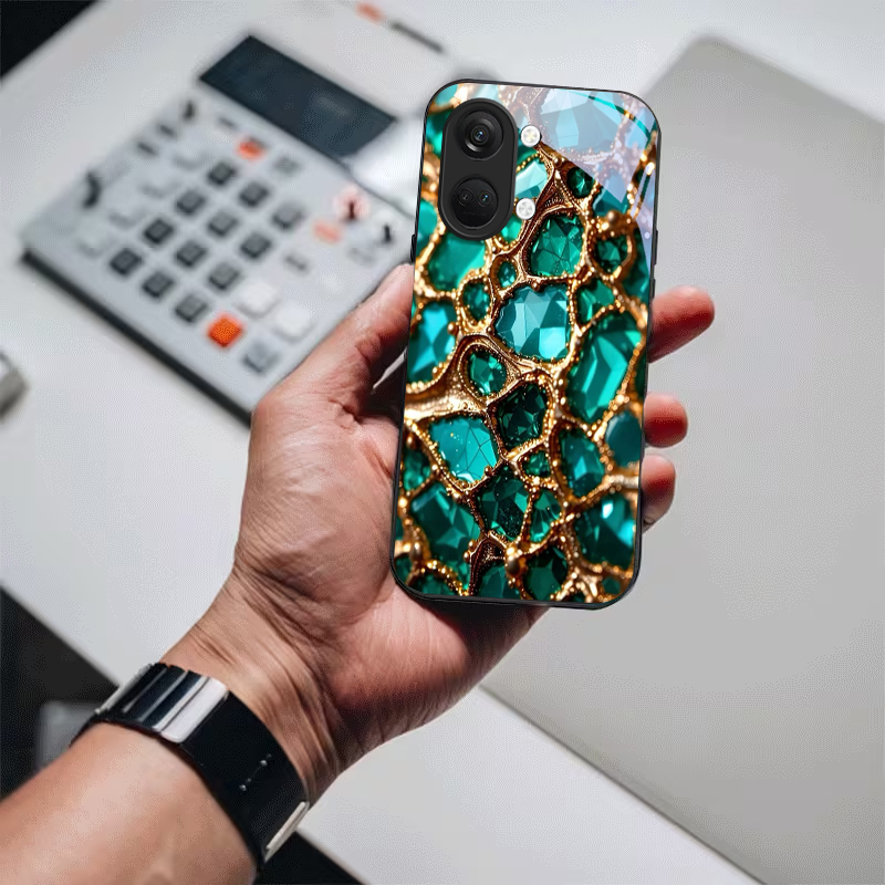 Luxury Green Gem Golden Black  - Phone Cases Green 评论和价格