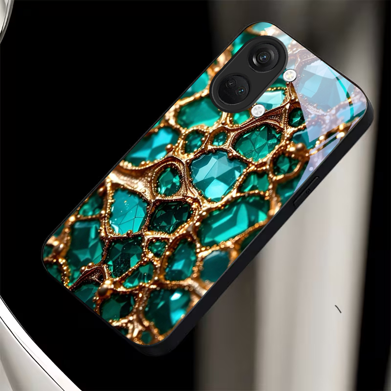 Luxury Green Gem Golden Black  - Phone Cases Green 评论和价格