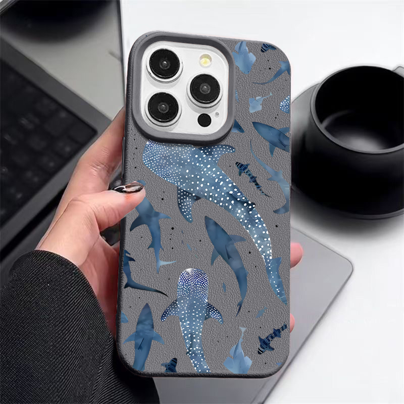 Ocean Shark Whale Pattern Phon - Phone Cases Leather 评论和价格