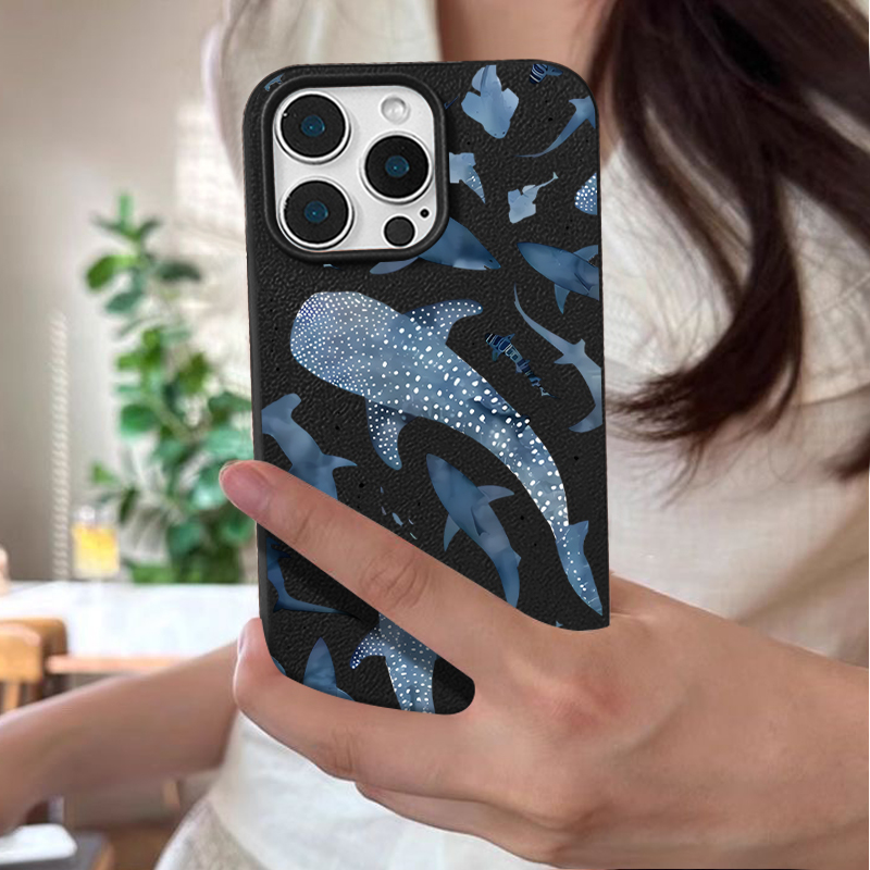 Ocean Shark Whale Pattern Phon - Phone Cases Leather 评论和价格