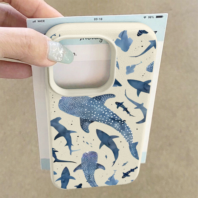 Ocean Shark Whale Pattern Phon - Phone Cases Leather 评论和价格