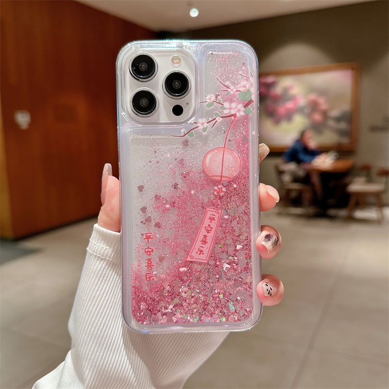 Peach Blossom Glitter Quicksan - Phone Cases Burga 评论和价格