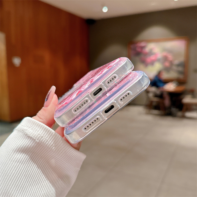 Peach Blossom Glitter Quicksan - Phone Cases Burga 评论和价格
