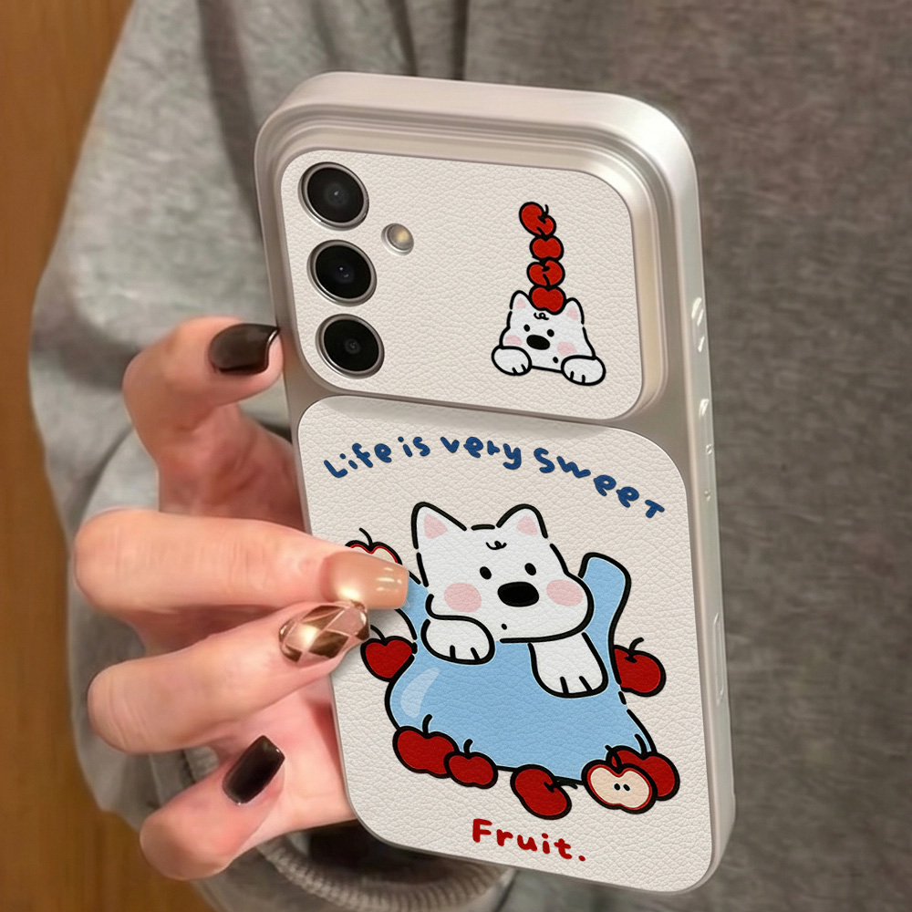 Cute White Puppy Phone Case Fo - Phone Cases Leather 评论和价格