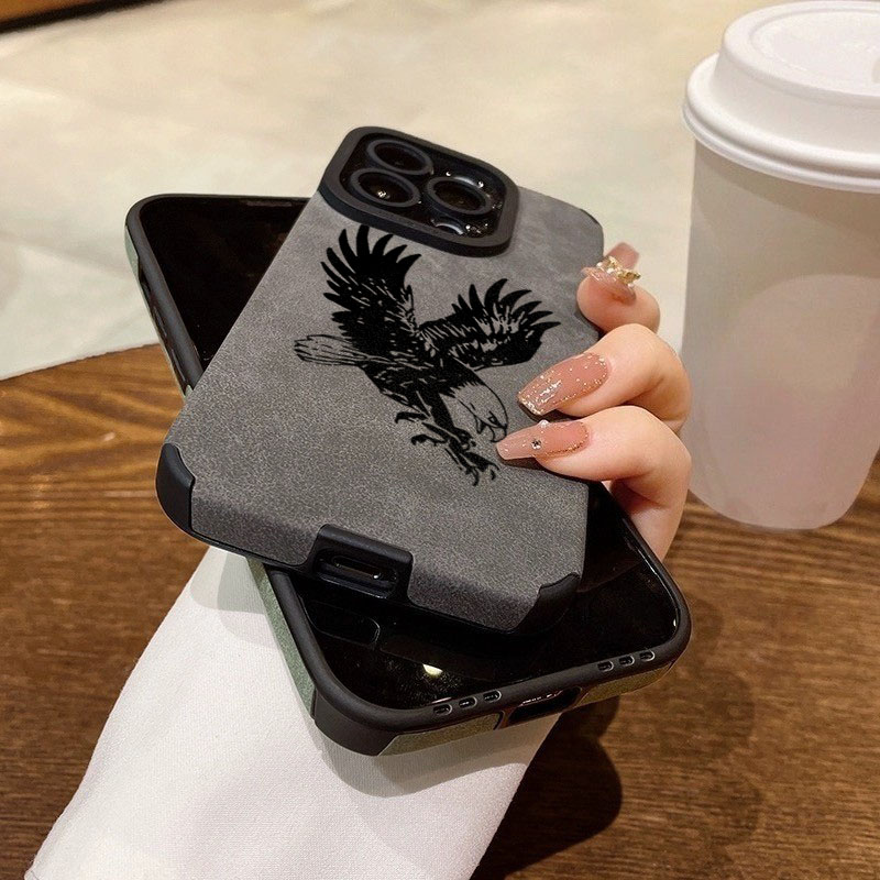 Black Eagle Pattern Leather Si - Phone Cases Leather 评论和价格