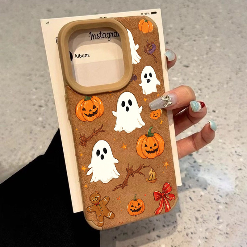 Halloween Cute Pumpkin Ghost P - Phone Cases Leather 评论和价格
