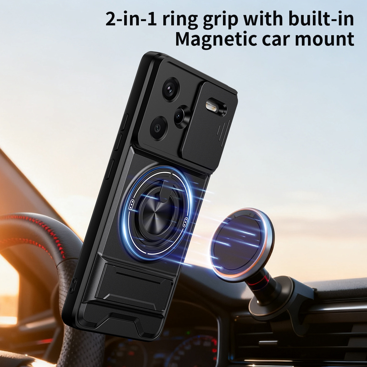 Lens Slide Camera Phone Case f - Ring Stand Case 评论和价格