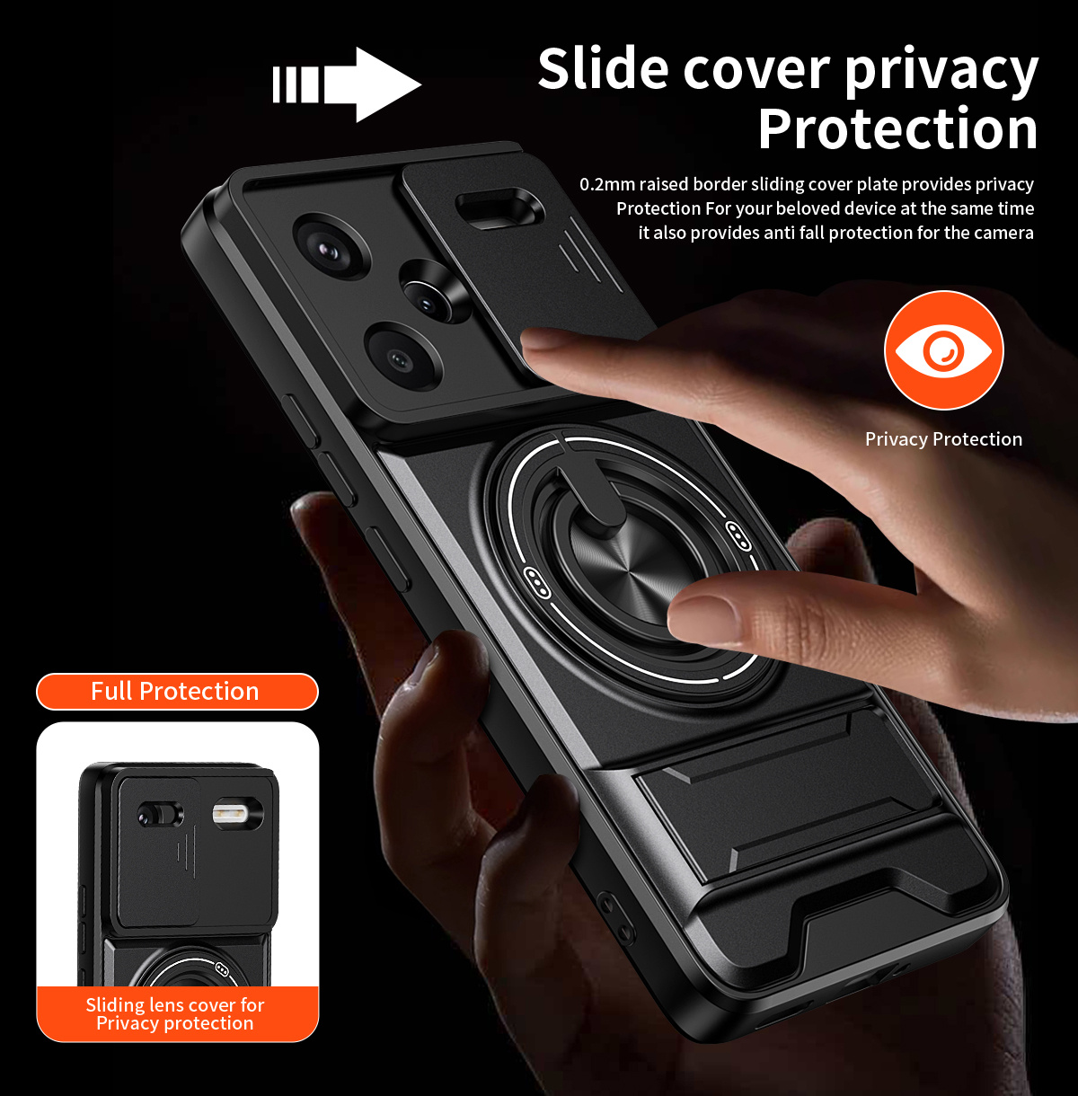 Lens Slide Camera Phone Case f - Ring Stand Case 评论和价格