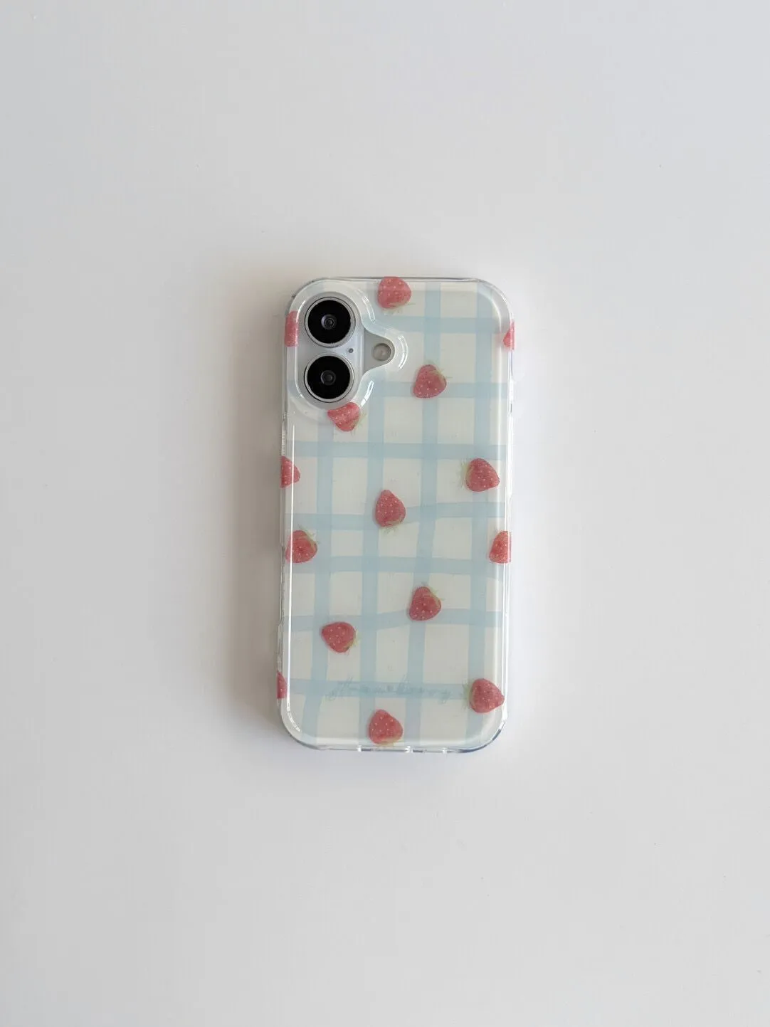 Fresh Blue Grid Pattern Strawb - Phone Cases Green 评论和价格