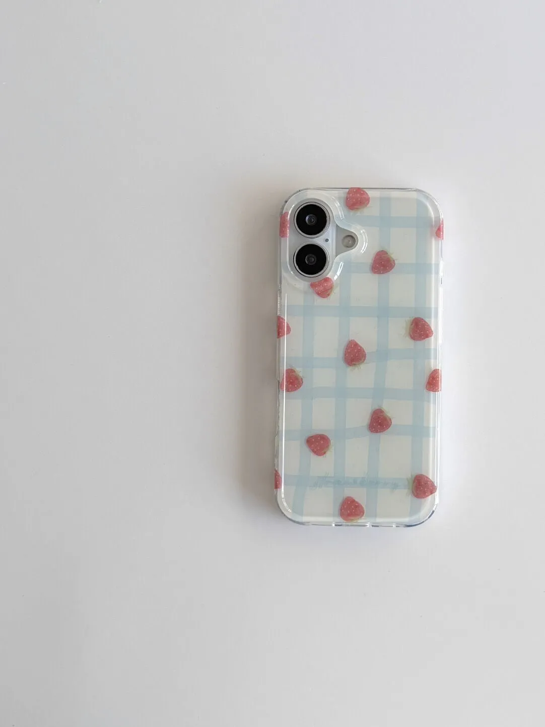 Fresh Blue Grid Pattern Strawb - Phone Cases Green 评论和价格