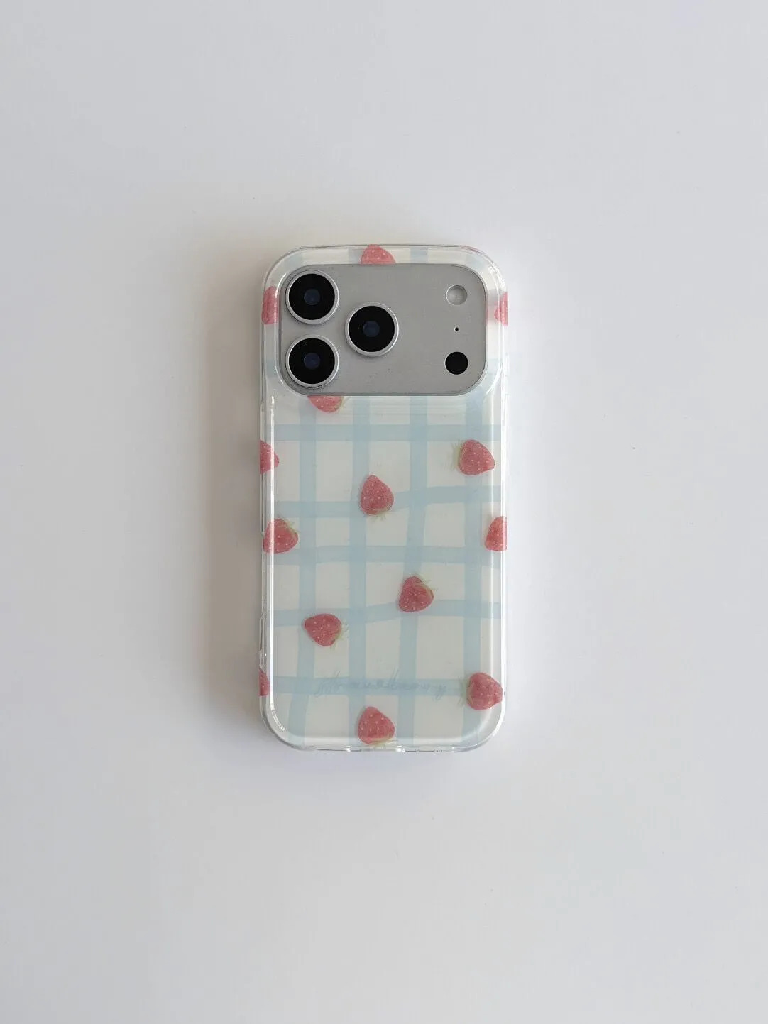 Fresh Blue Grid Pattern Strawb - Phone Cases Green 评论和价格