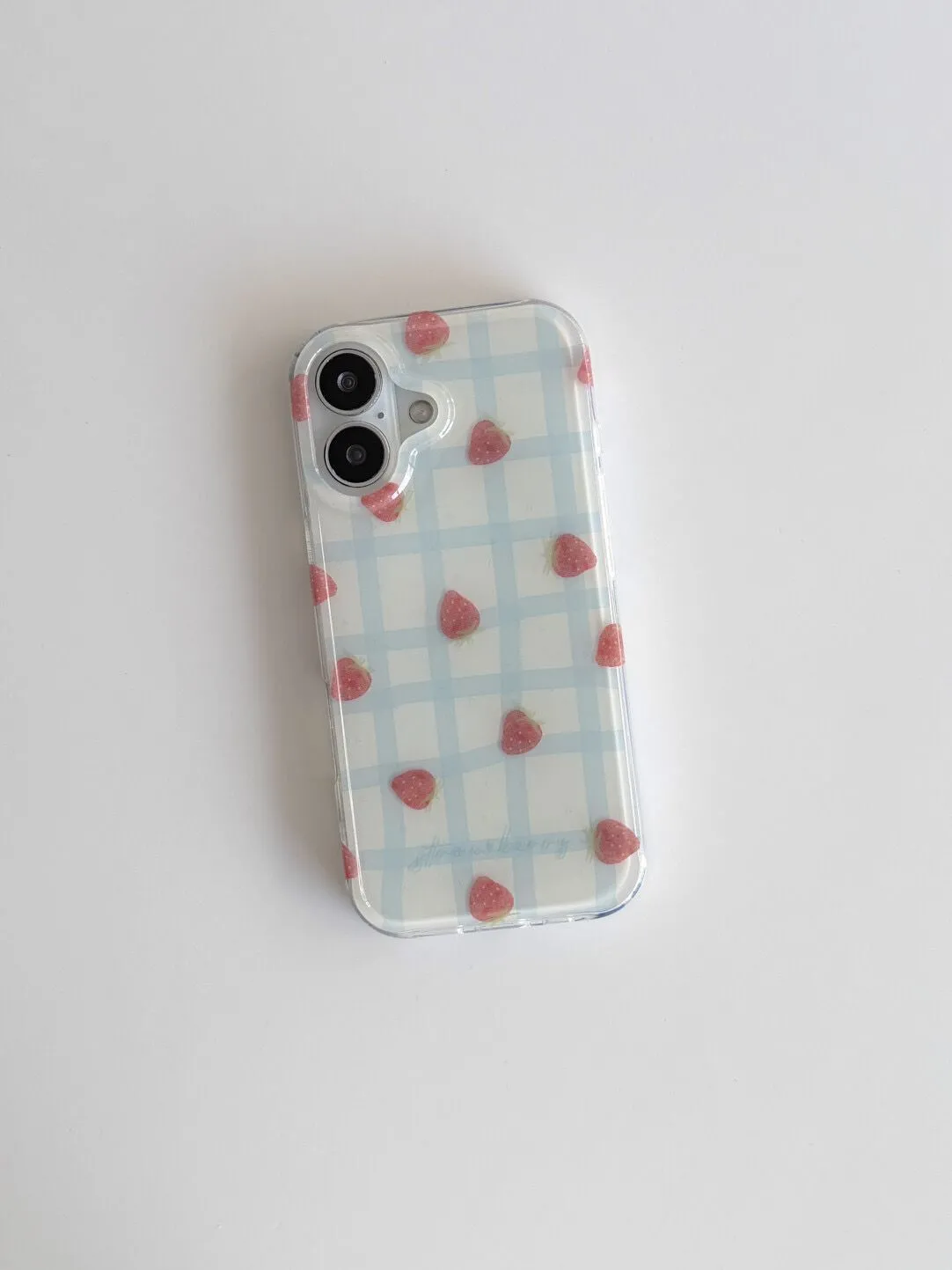 Fresh Blue Grid Pattern Strawb - Phone Cases Green 评论和价格